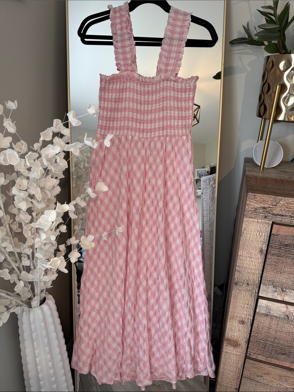 Petal + Pup Pink Gingham Smocked Sundress
